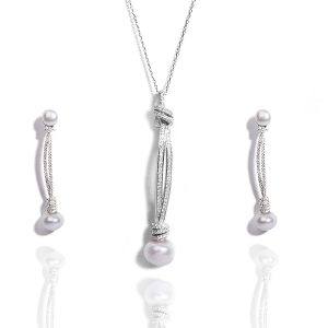 925 Silver Natural Pearls Pendant Jewelry Set