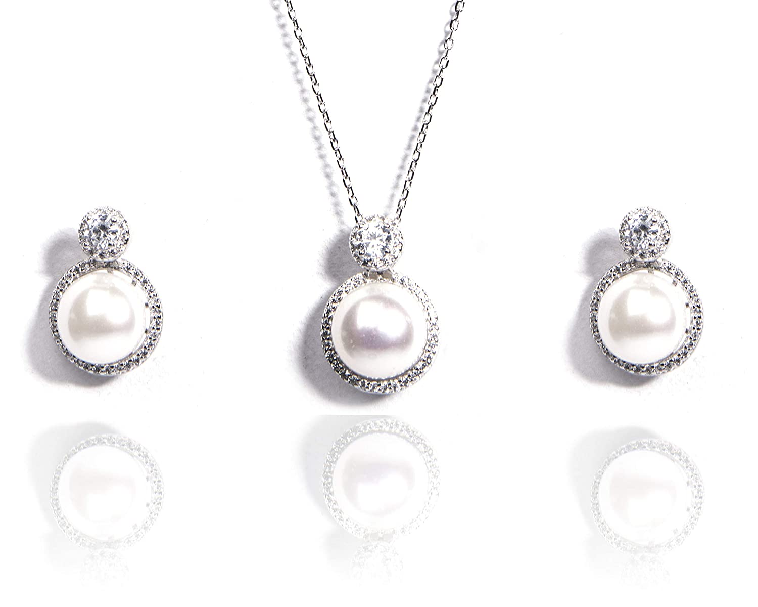 Women 925 Silver Filled Zircon Pendant Necklace Stud Earrings Ring Set  Jewelry | eBay
