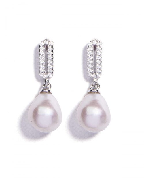 925 Sterling Silver Natural White Pearls Chain Pendant Earrings Jewelry Set - Image 2