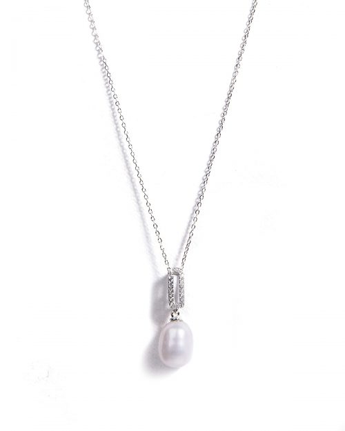 925 Sterling Silver Natural White Pearls Chain Pendant Earrings Jewelry Set - Image 3