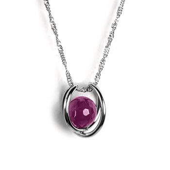 925 Sterling Silver Certified Natural Amethyst Gemstone Cage Chain Pendant