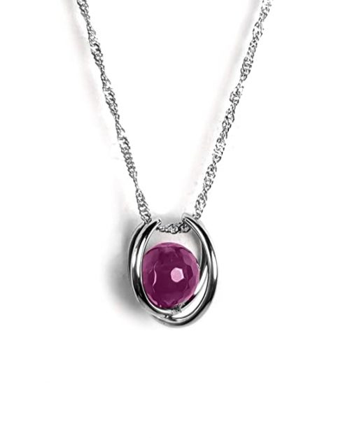 925 Sterling Silver Certified Natural Amethyst Gemstone Cage Chain Pendant