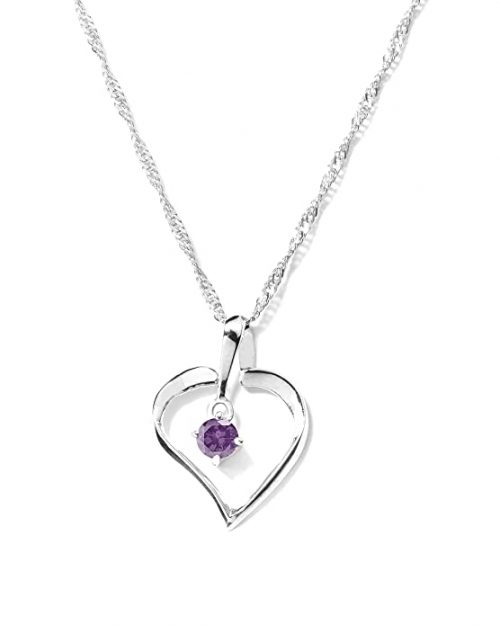 Certified Amethyst Gemstone Heart Chain Pendant