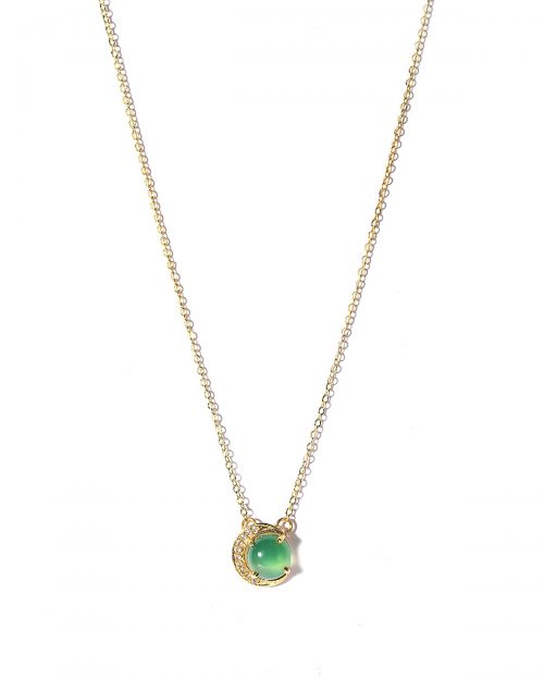 Certified Natural Green Onyx Gemstone Crescent Chain Pendant - Image 3