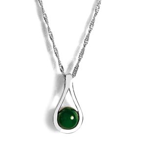 925 Sterling Silver Certified Natural Green Onyx Gemstone Dainty Chain Pendant