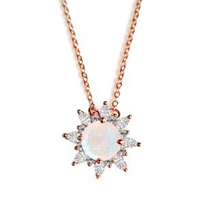 Natural Moonstone Gemstone Sunburst Chain Pendant