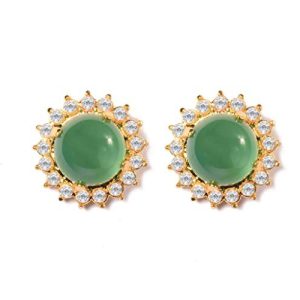 Certified Natural Green Onyx Gemstone Stud Earrings