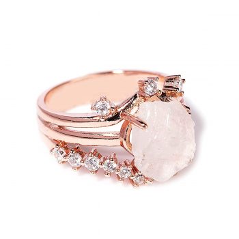 Natural Raw Moonstone Designer Ring