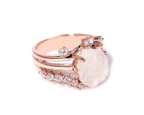 Natural Raw Moonstone Designer Ring