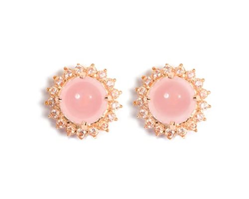 Certified Rose Quartz Gemstone Stud Earrings
