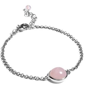 Certified Natural Rose Quartz Love Gemstone Silver Plated Casual Wear Bracelet