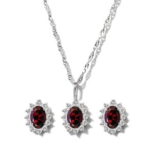 Certified Garnet Luxury Jewelry Set