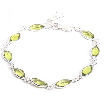Certified Natural Cultured Peridot Gemstone Bracelet
