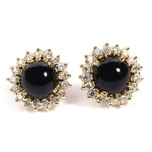 Certified Natural Black Onyx Gemstone Stud Earrings