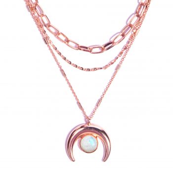Moonstone Crescent Multi Layered Necklace