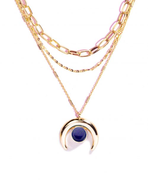 Lapis Lazuli Crescent Multi Layer Necklace