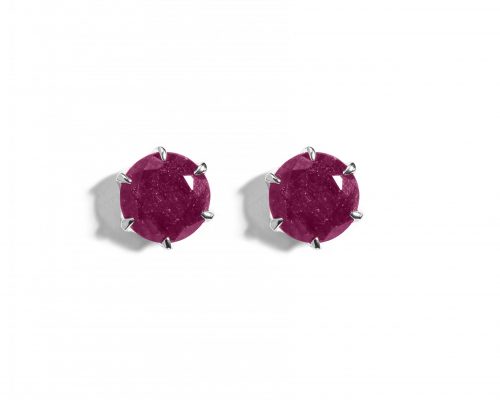 925 Sterling Silver Certified Ruby Gemstone Stud Earrings