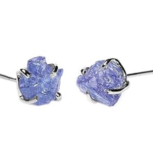Certified Tanzanite Raw Stud Earrings