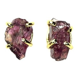 Certified Garnet Rough Stud Earrings for Women