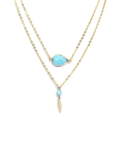 Certified Turquoise Gemstone Layered Necklace