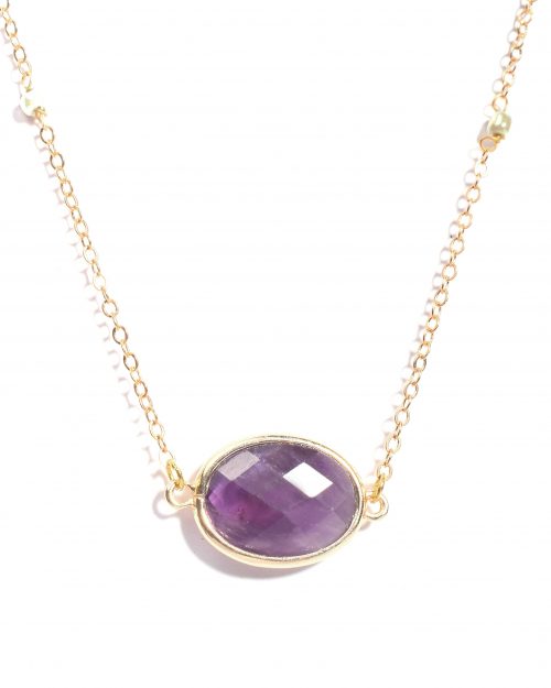 Certified Amethyst Gemstone Dainty Chain Pendant for Women