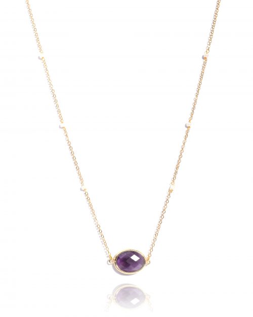 Certified Amethyst Gemstone Dainty Chain Pendant for Women - Image 2