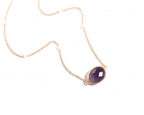 Certified Amethyst Gemstone Dainty Chain Pendant for Women - Image 4