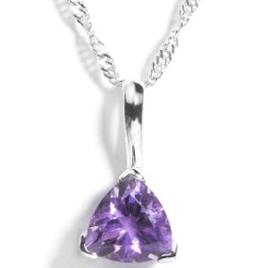 925 Sterling Silver Certified Amethyst Gemstone Trillion Pendant