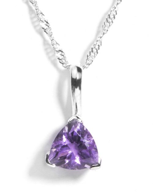 925 Sterling Silver Certified Amethyst Gemstone Trillion Pendant