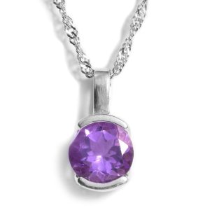 Certified Amethyst Gemstone Solitaire Pendant