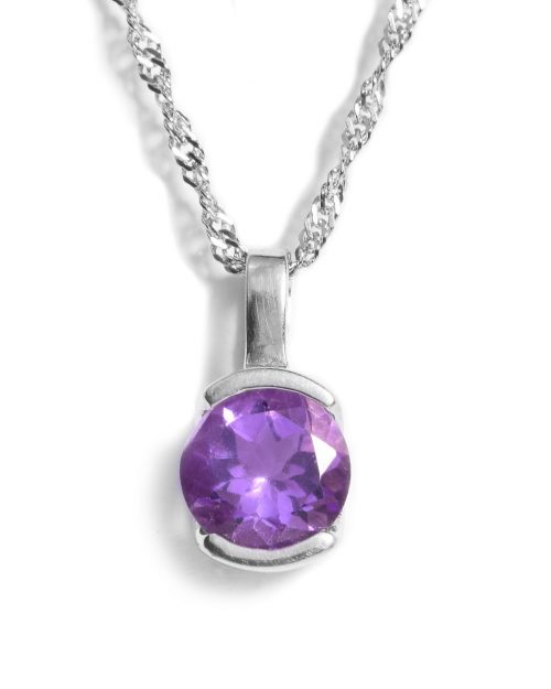 Certified Amethyst Gemstone Solitaire Pendant