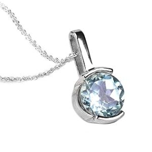 925 Sterling Silver Certified Blue Topaz Gemstone Bezel Pendant