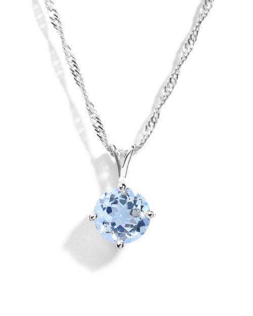 Certified Blue Topaz Gemstone Solitaire Pendant