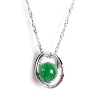 925 Sterling Silver Certified Natural Green Onyx Gemstone Cage Pendant