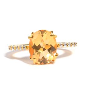 925 Sterling Silver Certified Citrine Gemstone Oval Shaped Solitaire Ring