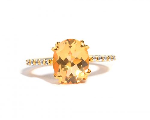 925 Sterling Silver Certified Citrine Gemstone Oval Shaped Solitaire Ring