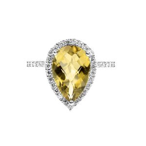 925 Sterling Silver Certified Lemon Topaz Gemstone Tear Drop Solitaire Ring