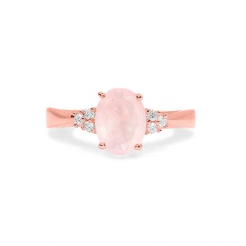 925 Sterling Silver Certified Rose Quartz Gemstone Oval Shaped Solitaire Ring
