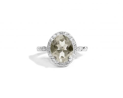 925 Sterling Silver Certified Green Amethyst Gemstone Ring