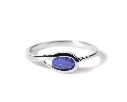 925 Sterling Silver Natural September Blue Sapphire Birthstone Ring for Women