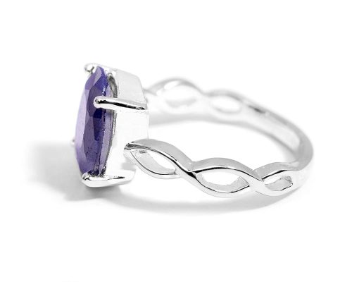 925 Sterling Silver Certified Blue Sapphire Neelam Gemstone Twisted Ring for Women - Image 4