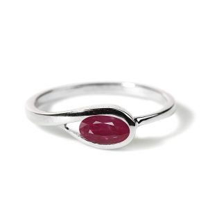 925 Sterling Silver Natural Ruby July Birthstone Ring for Women