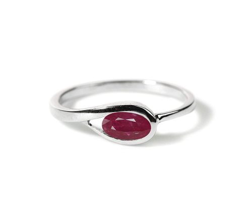 925 Sterling Silver Natural Ruby July Birthstone Ring for Women