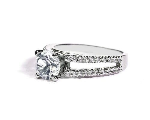 White Topaz Split Shank Stackable Ring - Image 3