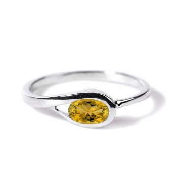 925 Sterling Silver Natural November Citrine Birthstone Ring for Women