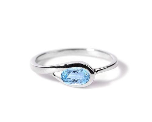 925 Sterling Silver Natural November Blue topaz Birthstone Ring for Women