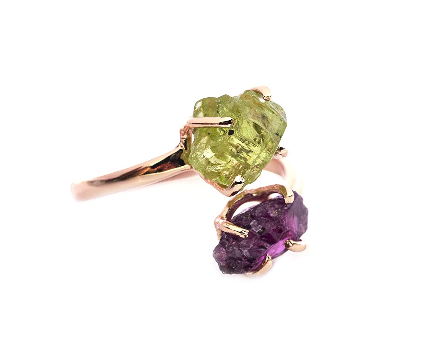 Natural Birthstone Faceted Peridot Garnet Citrine Ring Silver Rings Women —  Discovered