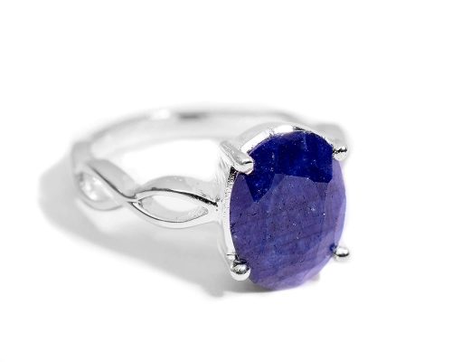 925 Sterling Silver Certified Blue Sapphire Neelam Gemstone Twisted Ring for Women - Image 2