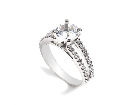 White Topaz Split Shank Stackable Ring - Image 2