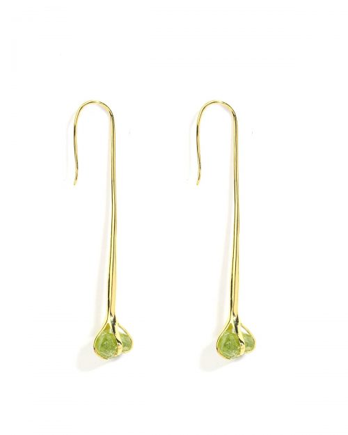 Certified Peridot Rough Dangler Earring for Women - Image 2